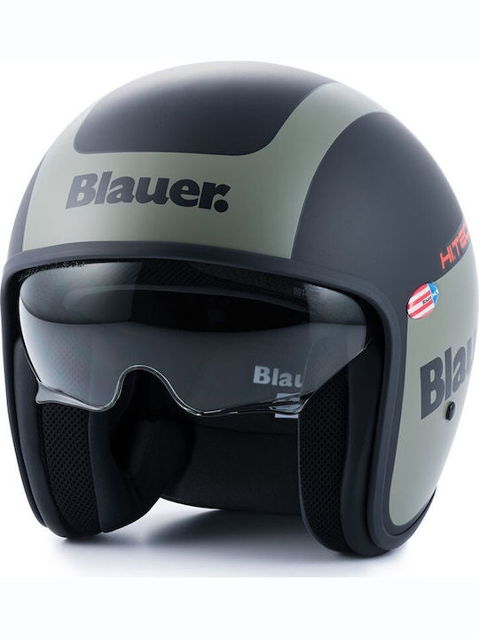 Blauer H.T. Pilot 1.1 Jet mit Sun Visor ECE 22.05 H90 Black-Green Matt