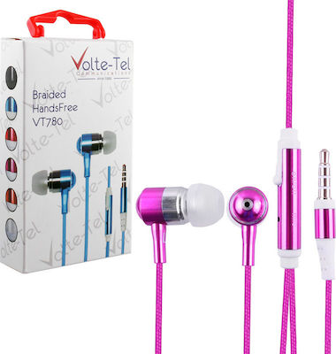 Volte-Tel VT780 Braided In-ear Handsfree with 3.5mm Connector Pink