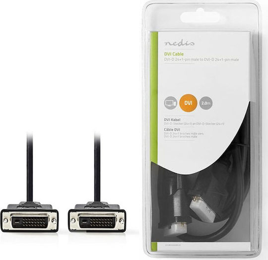 Nedis 2m DVI-D male to DVI-D male Cable Black (CCGB32000BK20)