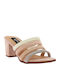 IQ Shoes Suede Women's Sandals X792 Beige with Chunky Medium Heel