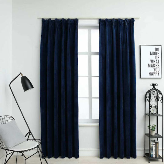 vidaXL Set Vorhänge mit Bleistiftfalten Dunkelblau 140x225cm vidaXL Set Vorhänge mit Bleistiftfalten Dunkelblau 140x225cm