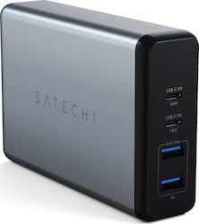 Satechi Βάση Φόρτισης με 2 Θύρες USB-A και 2 Θύρες USB-C 90W Power Delivery σε Γκρι χρώμα (ST-TC108WM)