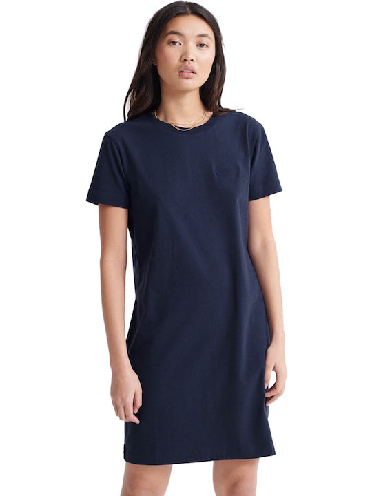 Superdry Orange Label Summer Mini T-Shirt Dress Navy Blue