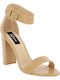 IQ Shoes Women's Sandals LM333 with Ankle Strap Beige with Chunky High Heel