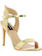 IQ Shoes Women's Sandals SQ-93 with Ankle Strap Gold with Thin High Heel