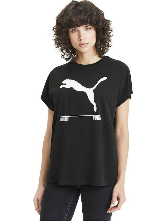 Puma Nu-Tility Αθλητικό Γυναικείο T-shirt Μαύρο με Στάμπα