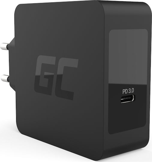 Green Cell USB-C Port Charger with USB-C Cable 60W Power Delivery Black (CHAR09)