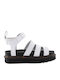 Vegan Blaire Women's Flat Sandals with Strap Flatforms in White Color