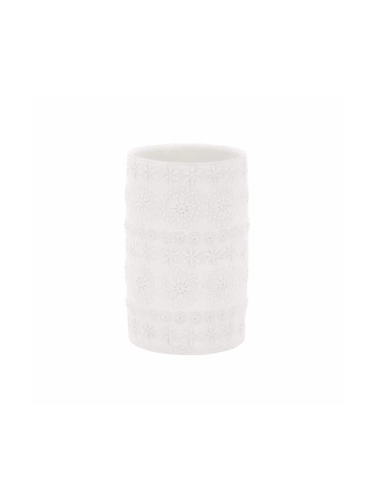 Dimitracas Spirella Relief Tabletop Cup Holder Ceramic White