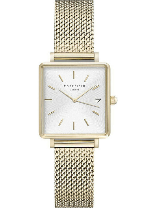 Rosefield Boxy XS Women's Watch with Gold Metal Bracelet