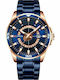 Curren Men's Watch 50mm Battery with Blue Metal Bracelet
