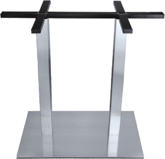 Woodwell Epsilon Βάση Τραπεζιού Μεταλλική Ασημί 70x40x72cm