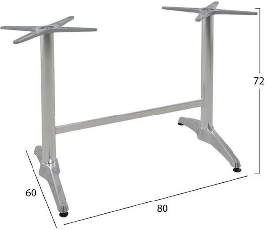 HomeMarkt Βάση Τραπεζιού Αλουμινίου Ασημί 80x60x72cm