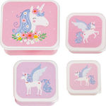 A Little Lovely Company Kids Set Lunch Plastic Box Pink