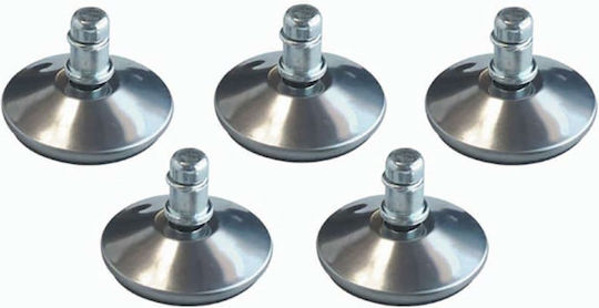 Zita Plus Metallic Furniture Leg with Regulator 5 Pieces Suitable for Chair / Stool / Office 14x14x5cm Silver