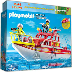 Παιχνιδολαμπάδα Πυροσβεστικό Σκάφος Διάσωσης για 4+ Ετών Playmobil