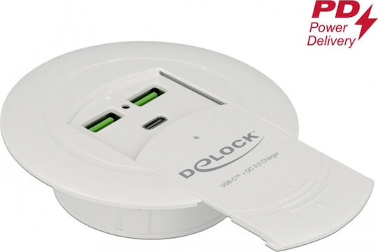 DeLock USB Hub 3 Ports USB 3.0 with Connecting to a Computer USB-A White
