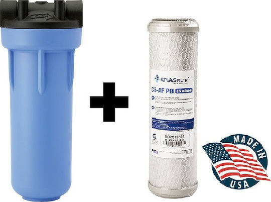 Pentair 3GSL Single Wasserfiltrationssystem Unter der Spüle / Zentrale Versorgung Durchmesser ½" mit Ersatzfilter Atlas Filtri CB-AF PB 10SX 0,5 μm