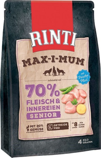 Rinti Max-i-Mum Senior 4kg Ξηρά Τροφή χωρίς Σιτηρά για Ηλικιωμένους Σκύλους με Κοτόπουλο