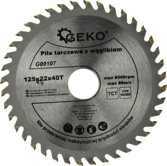 Geko G00107 Cutting Disc Wood 125mm with 40 Teeth 1pcs