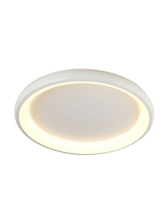 Aca Μοντέρνα Μεταλλική Πλαφονιέρα Οροφής με Ενσωματωμένο LED σε Λευκό χρώμα 61cm