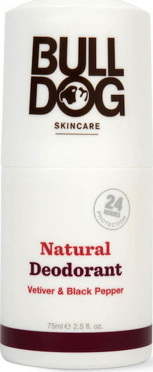 Bulldog Skincare Натурален Дезодорант Черен Пипер И Ветивер 24h Физически Дезодорант 24h В Рол-он Без Алуминий 75мл