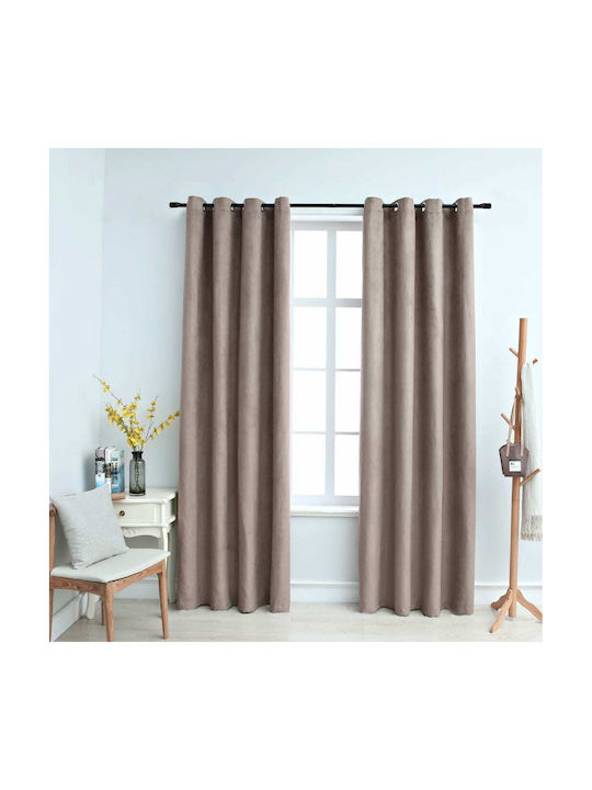 vidaXL Set Curtains Blackout with Grommets Brow...
