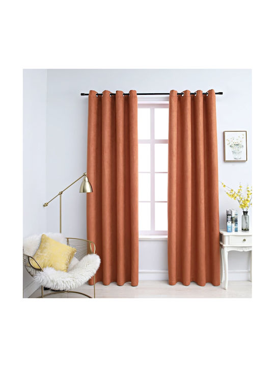 vidaXL Set of Blackout Curtains with Grommets Orange 140x245cm