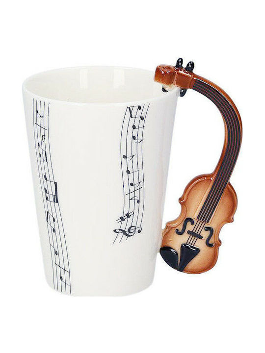 Music With Handle Violin Mug Ceramic Brown 250ml