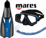 Mares Flossen mit Maske & Schnorchel Star Silicone Set Blue Blau