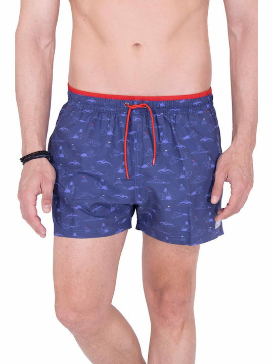 Asley Herren Badebekleidung Shorts Marineblau mit Mustern