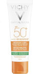 Vichy Mattifying 3 in 1 Daily Shine Control Care Waterproof Sunscreen Cream Face SPF50 50ml