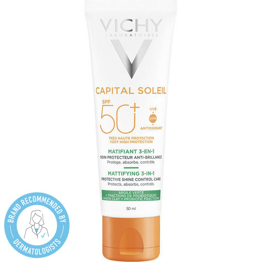 Vichy Mattifying 3 in 1 Daily Shine Control Care Wasserdicht Sonnencreme Creme Gesicht SPF50 50ml