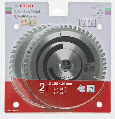 Bosch 2608644655 Cutting Disc Wood 190mm with 48 Teeth 2pcs