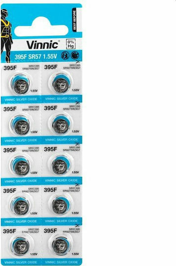 Vinnic 395F Батерии Сребърен оксид За часовници SR57 1.55V 10бр