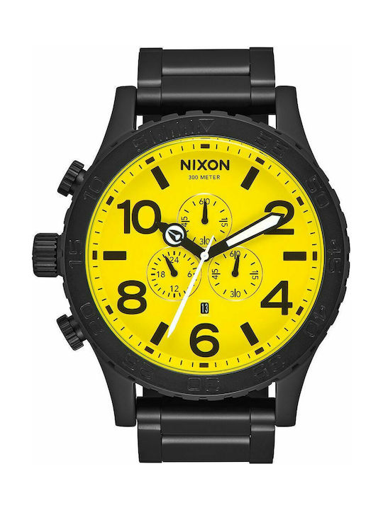 Nixon 51-30 Chrono Watch Chronograph Battery with Black Metal Bracelet