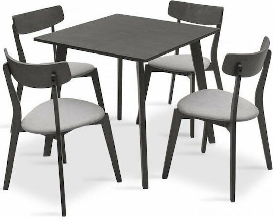 Τραπεζαρία Benson / Toto με 4 Καρέκλες 80x80εκ. Rustic Grey