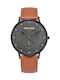 Police Berkeley Watch Chronograph Battery with Brown Leather Strap