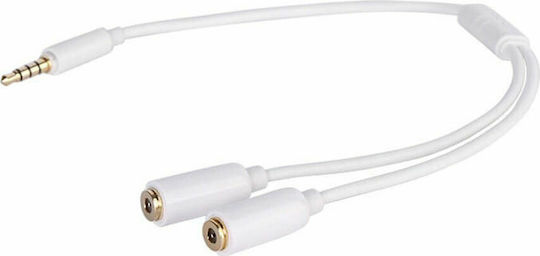Prolink Конвертор 3.5mm мъжки към 3.5mm 2x женски Бял 1бр MP155