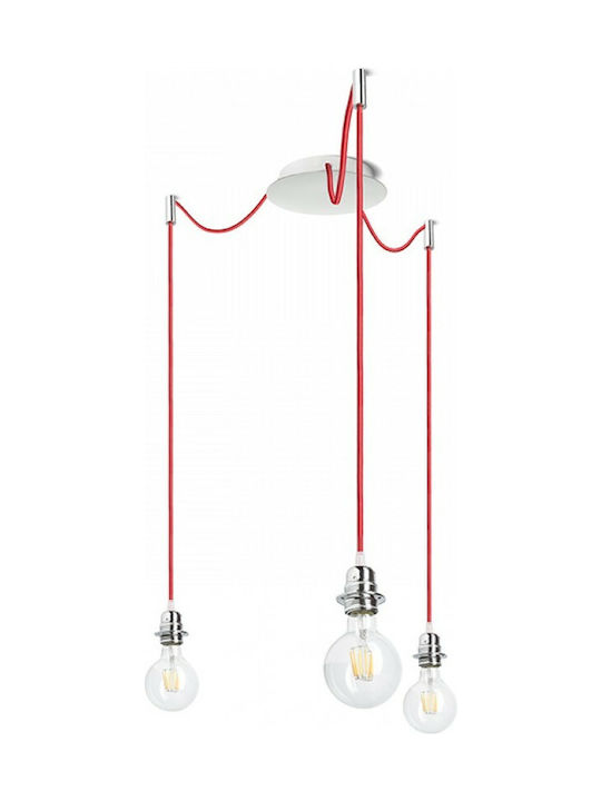 Rendl Light Studio Kombix 3 Pendant Light Three-Light for Socket E27 Red