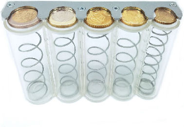 Metal Portable Coin Holder With 5 Coin Box Slots 13.50x3.5x7.50cm Eurocash 04