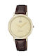 Q&Q Watch Battery with Brown Leather Strap Q978J100Y