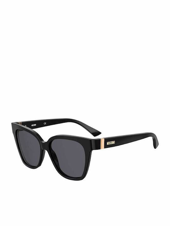 Women's Sunglasses with Black Plastic Frame and Black Lens