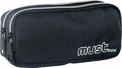 Must Monochrome Pencil Case with 2 Compartments Black