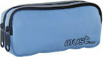 Must Fabric Pencil Case Monochrome with 2 Compartments Light Blue