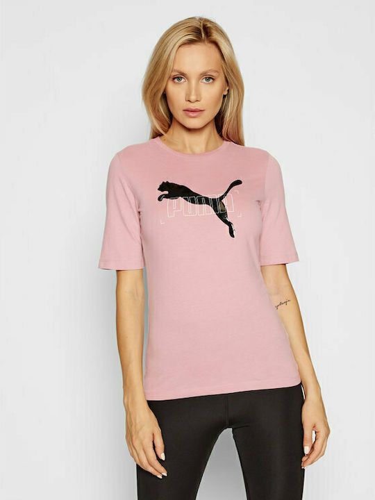 Puma Nu-Tility Αθλητικό Γυναικείο T-shirt Ροζ με Στάμπα