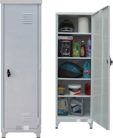 Einflügeliger Schrank Metallisch Verzinkt mit 4 Regale With shelves 45x52x175cm