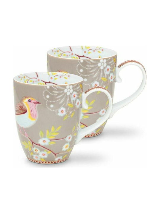 PiP Studio Early Bird Tasse aus Porzellan Khaki 350ml 2Stück