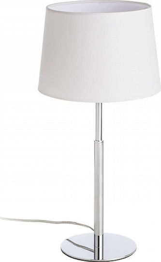Rendl Light Studio Broadway Table Метална Настолна лампа за Цокъл E27 с Бял Абажур и Сребрист Основа
