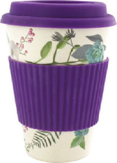 Becher Bamboo mit Deckel Lila 400ml